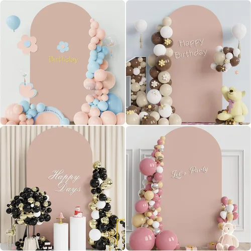 Miniatura 56 de Putros Cubierta de Arco de Boda 6 Pies Beige Spandex Ajustada Parte Superior Redonda Chiara Cubiertas de Soporte de Fondo para Decoración de Bodas