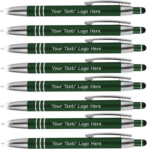 Miniatura 7 de Bolígrafos promocionales con tu texto personalizado o logotipo comercial personalizado, paquete de 50 - 3 en 1 bolígrafos de lujo de metal de goma +