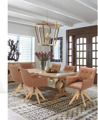 Miniatura 5 de PHI VILLA Juego de 2 sillas giratorias decorativas – Silla de escritorio moderna de mediados de siglo con patas de madera para silla de comedor