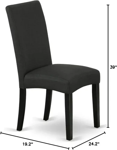 Miniatura 3 de East West Furniture DRP1T24 Driscol Parson - Sillas de comedor acolchadas de tela de lino de color negro, juego de 2, color negro