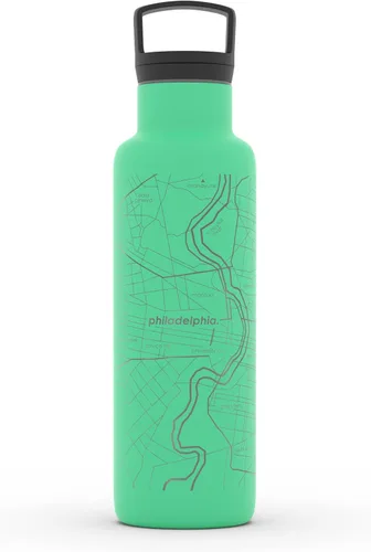 Miniatura 63 de Well Told Botella de agua aislada con mapa de Washington DC grabado, botella de acero inoxidable grabada (21 onzas, blanco) botella aislada de mapa