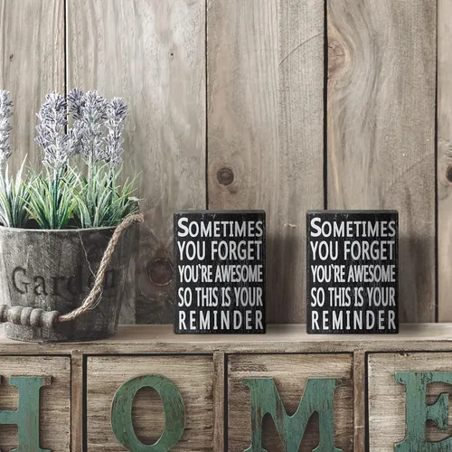 Miniatura 6 de Jetec Letrero inspirador de madera de 5 x 4 pulgadas, escritorio de oficina en casa, decoración motivacional, regalo con texto en inglés "Sometime