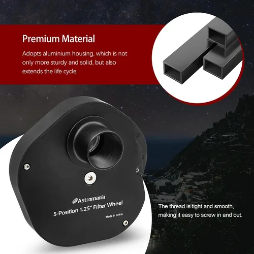 Miniatura 7 de Rueda de filtros Astromania para telescopio, cajón de filtros compatible con filtro de telescopio de 1.25 pulgadas para observación de planetas
