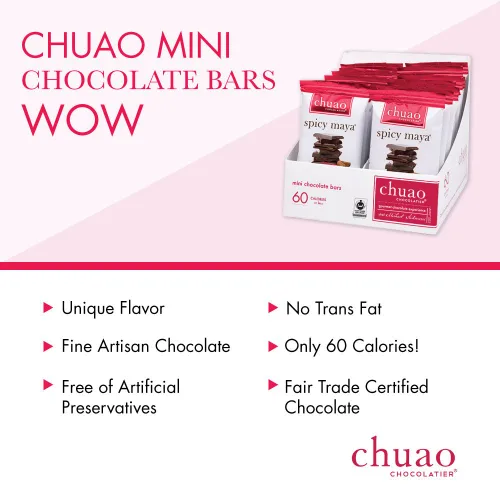 Miniatura 8 de Chuao Chocolatier Barras de Chocolate Negro Picante Maya Chocolate Artesanal Gourmet de Canela y Cayena Sin Conservantes Paquete de 24