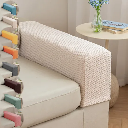 Fundas para Brazos de Sofá y Fundas para Brazos de Sillón Juego de 2 - Protectores Elásticos para Reposabrazos de Sofá con Agarre Antideslizante,