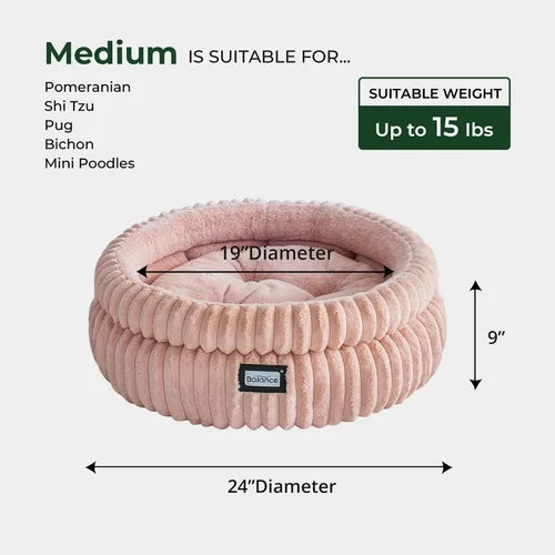 Miniatura 5 de BALANCE Cama para gatos, cama redonda lavable para gatos de interior, cama de felpa súper suave de piel sintética para cachorros y gatitos con parte