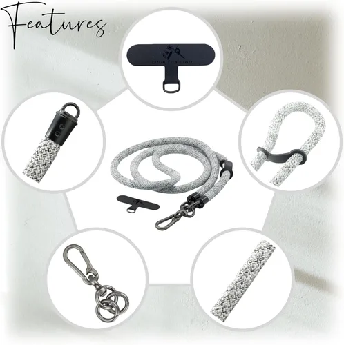 Miniatura 3 de Cordón cruzado para teléfono celular, correa de muñeca alrededor del cuello para la mayoría de teléfonos inteligentes, auriculares, llavero