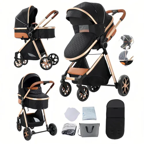 Cochecito de bebé 2 en 1 con modo moisés, cochecito reversible, plegable con un solo clic, cochecito de viaje para recién nacido, cochecito
