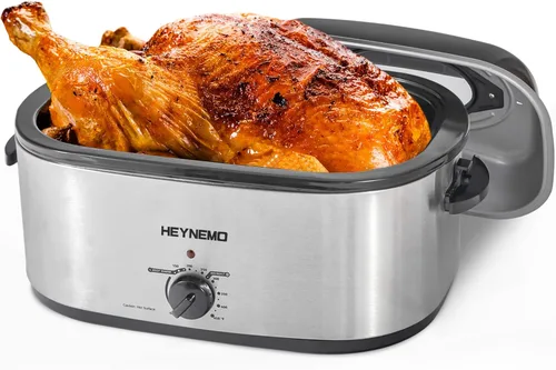 Horno tostador eléctrico de 26 cuartos de galón, horno eléctrico de pavo con tapa de visualización y autohilvanado, gran asador con función de