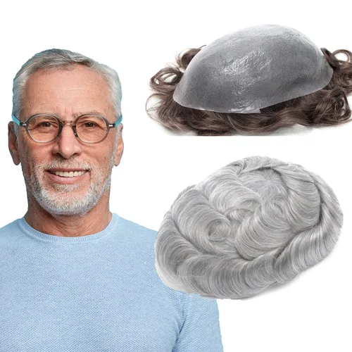 Miniatura 18 de GEXWORLDWIDE GEX Toupee - Peluca de cabello humano para hombre, 0.003 in, piel fina, 8x10 pulgadas, negro natural, mezclado con 40% gris, duradero