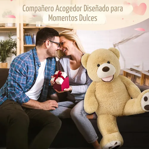 Miniatura 7 de MorisMos Oso de peluche gigante con huellas grandes, animales de peluche, color marrón claro, 39 pulgadas