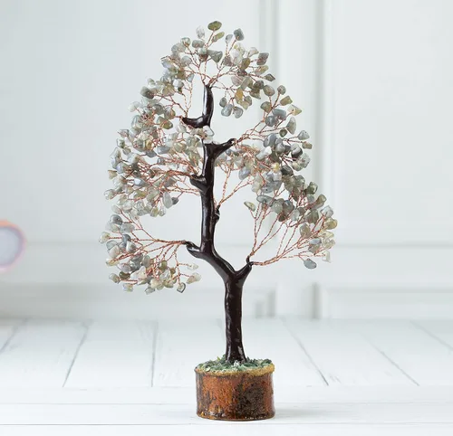 Miniatura 3 de Árbol de la vida con gema de labradorita, árbol de la vida, árbol de dinero, árbol de piedra verde, árbol de chakras, regalo hecho a mano, árbol