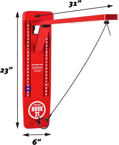 Miniatura 4 de GoSports Hook 21 Juego de columpio de anillo montado en la pared con brazo plegable - Juega en interiores o exteriores Rojo