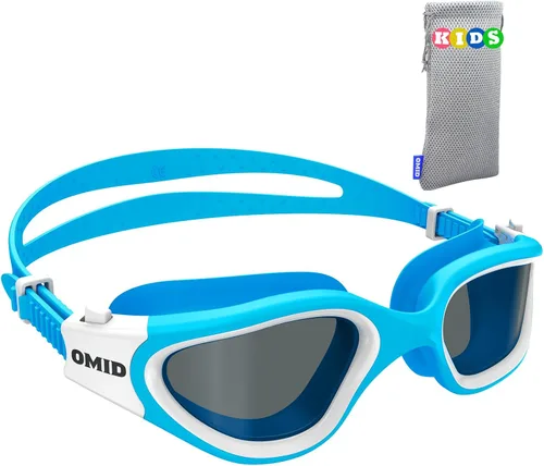 OMID Kids Swim Goggles, P2mini Polarized Swimming Goggles Comfortable for Age 6-14 Lente B2-smoke Marco Bluewhite