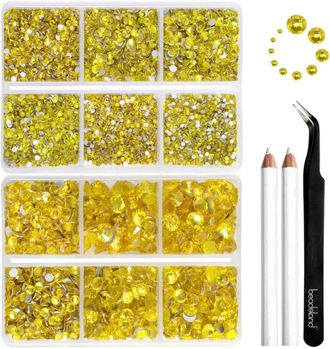 Miniatura 13 de Beadsland 8300 diamantes de imitación con parte trasera plana, diamantes de imitación redondos de cristal azules para manualidades, mezcla de 10
