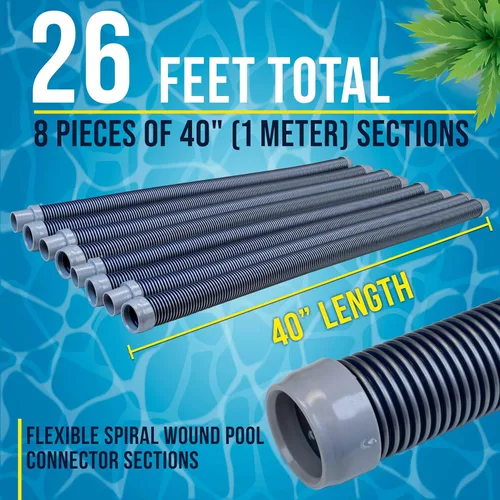Miniatura 3 de U.S. Pool Supply Manguera de vacío de piscina, juego de mangueras de piscina de 8 piezas - secciones conectoras espirales enrolladas flexibles