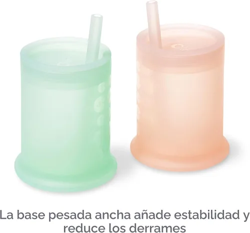 Miniatura 6 de Olababy Taza de entrenamiento de silicona con tapa con popote Taza para beber agua para bebés 6+ meses de bebé a 12-18 meses Taza para beber