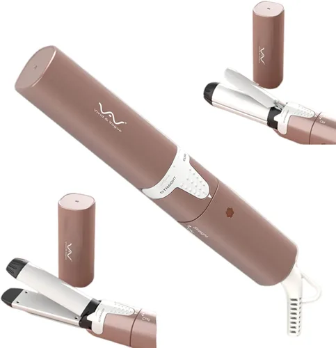 VAV Mini plancha plana 2 en 1 de 1 pulgada, alisador y rizador de pelo pequeño de cerámica, rizador para cabello corto, rizador de rizos, varita Oro