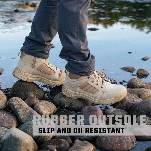 Miniatura 4 de Botas tácticas para hombre con cremallera lateral de 6 pulgadas, ligeras, cómodas, militares, botas tácticas militares (BMP111)