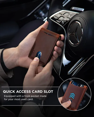 Miniatura 3 de SERMAN BRANDS RFID Blocking Slim Bifold Genuine Leather Minimalist Front Pocket Wallets for Men with Money Clip Thin Mens