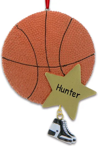 Adorno de Navidad de jugador de baloncesto 3D 2025 | Adorno de baloncesto personalizado con nombre y año personalizados | Adorno deportivo para