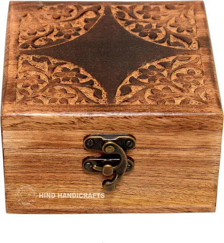 Miniatura 14 de Urna de madera antigua hecha a mano con grabado del árbol de la vida tallada a mano para mujeres y hombres, joyas Acentos de decoración del hogar