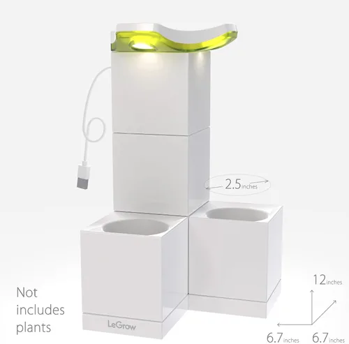 Miniatura 6 de LeGrow Maceta de interior con luz LED de crecimiento, temporizador automático de 12 horas, 7 días sin riego, 2 macetas de riego automático