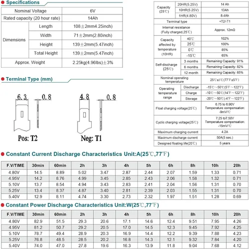 Miniatura 7 de NPP Batería de plomo sellada recargable NP6-14Ah 6V 14Ah para Parmak 901 y Magnum Solar Park & Teledyne B8-6 iluminación de emergencia
