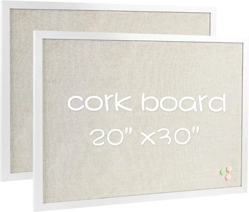 Miniatura 15 de Tablero de anuncios de corcho negro con lino, tablero de corcho negro con marco de madera de 30 x 20 pulgadas, tablero de oficina para decoración