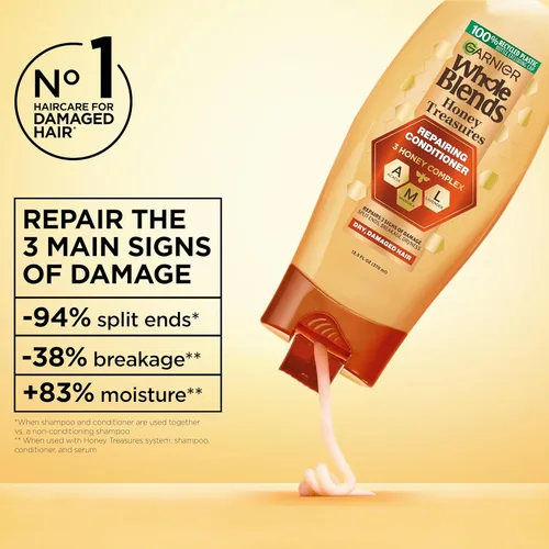 Miniatura 3 de Garnier Whole Blends Honey Treasures - Acondicionador reparador, para cabello seco y dañado, 3 onzas líquidas (tamaño de viaje), 1 unidad
