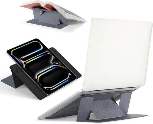 Miniatura 13 de MOFT Soporte para computadora portátil para escritorio, soporte adhesivo para computadora MacBook con 2 ángulos de visión ajustables, elevador Negro