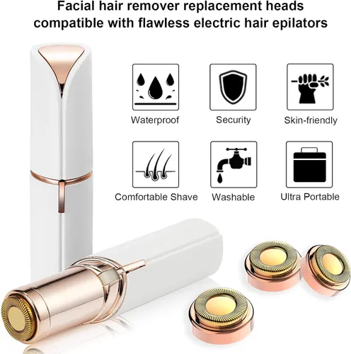 Miniatura 3 de 6 cabezales de repuesto LinMei compatibles con GEN 1 Finishing Touch Flawless removedor de pelo sin dolor para mujer con cepillos de limpieza Oro