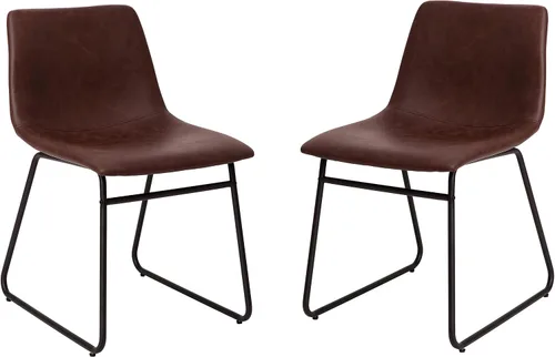 Miniatura 16 de Flash Furniture Butler LeatherSoft - Juego de 2 sillas de altura para mesa de comedor de 18 pulgadas, estilo moderno de mediados de siglo