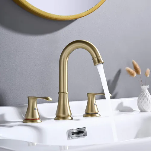 Miniatura 3 de Grifo de Baño para Lavabo de 3 Orificios con Desagüe Emergente y Manguera de Suministro de Grifos cUPC, Grifo de Lavabo de Baño Extendido de Latón