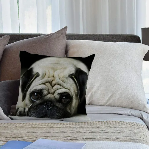 Miniatura 4 de HGOD DESIGNS Funda de almohada de perro Pug de 18 x 18 pulgadas con cremallera de dos lados