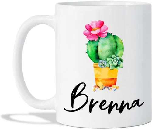 Taza de café personalizada de cactus, taza de flores de cactus con nombre, taza de té de cactus, taza de cerámica con nombre personalizado, regalos