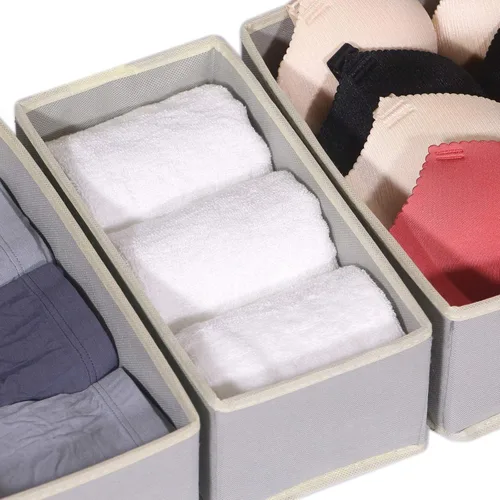 Miniatura 6 de DIOMMELL Juego de 24 cajas de almacenamiento de tela plegables para armario, aparador, cajón, cestas de tela, contenedores divisores para ropa