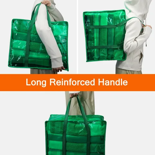 Miniatura 4 de Vieshful Bolsa de almacenamiento de ropa transparente verde de 40 litros, organizador de ropa colorido con cremallera, bolsa de almacenamiento