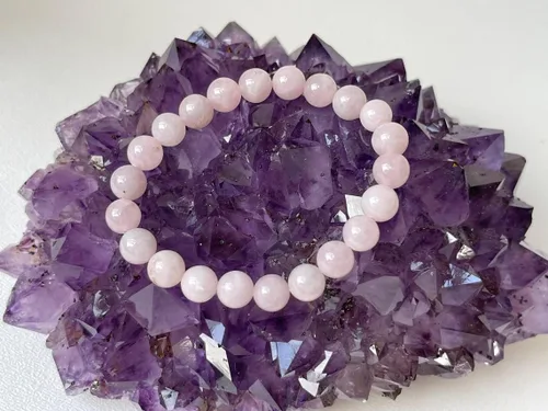 Miniatura 6 de DHYANARSH Pulsera de cuentas de piedra de cuarzo rosa, cuentas naturales certificadas de 0.315 in para amor incondicional