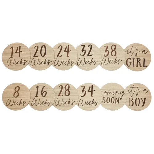 Miniatura 10 de Kate & Milo Accesorios de hito de madera, discos de fotos mensuales para bebés, fotos de recuerdo de recién nacidos, regalo de padres nuevos