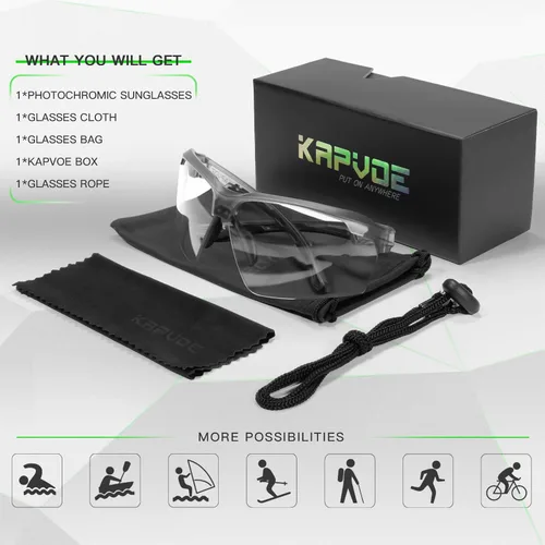 Miniatura 6 de KAPVOE Photochromic Sports Sunglasses for Men Women Cycling Sunglasses UV400 Protection MTB BMX Running Riding Bike K87 06
