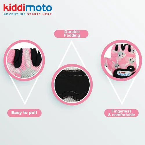 Miniatura 4 de Kiddimoto Guantes de bicicleta antideslizantes para niños y niñas, guantes de ciclismo sin dedos para niños de 2 a 8 años, guantes de ciclismo sin