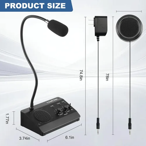 Miniatura 7 de Intercomunicador de ventana, sistema de altavoces de ventana de doble vía para negocios, banco, oficina, hospital, mostrador, tienda, estación