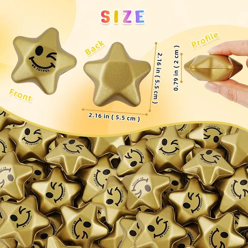 Miniatura 4 de SHQDD 36 bolas de estrés, bolas de estrés de estrella para adultos y niños, mini bolas de espuma para aliviar el estrés, alivio de la ansiedad