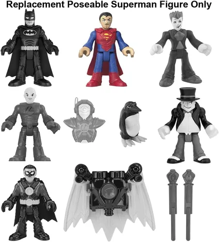 Miniatura 2 de Mattel Pieza de repuesto para Imaginext Deluxe Figure Pack Playset – GWX46 ~ Figura de Superman Poseable de Repuesto ~ Vestido en azul y rojo