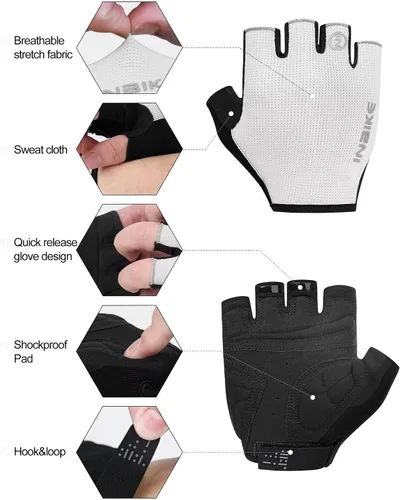 Miniatura 2 de INBIKE Guantes de ciclismo Guantes de ciclismo que absorben los golpes, transpirables, antideslizantes, sin dedos, para hombres y mujeres