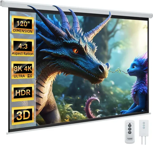 Miniatura 10 de YODOLLA Pantalla de Proyector Motorizada de 72", 16:9, 4K HD Desplegable Retráctil, Pantallas de Proyección Eléctricas Automáticas de Pared y Techo