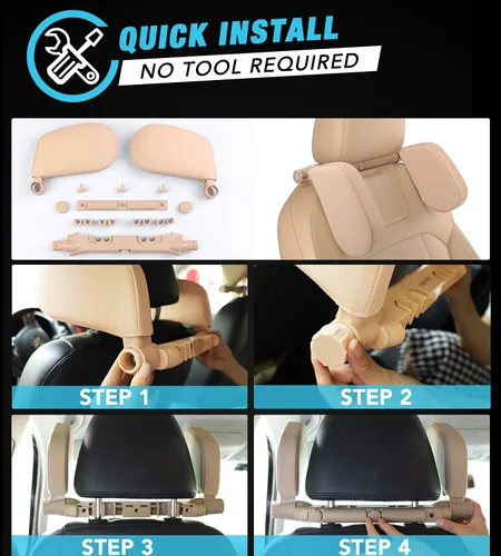 Miniatura 7 de JZCreater Almohada para reposacabeza de coche, almohada ajustable de 180° para el cuello y la cabeza, en forma de U, reposacabezas para dormir
