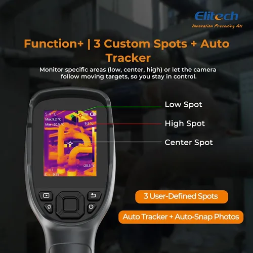 Miniatura 6 de Elitech Cámara de imágenes térmicas con resolución IR de 256 x 192, cámara infrarroja de mano para inspección del hogar y HVAC, grabación de video
