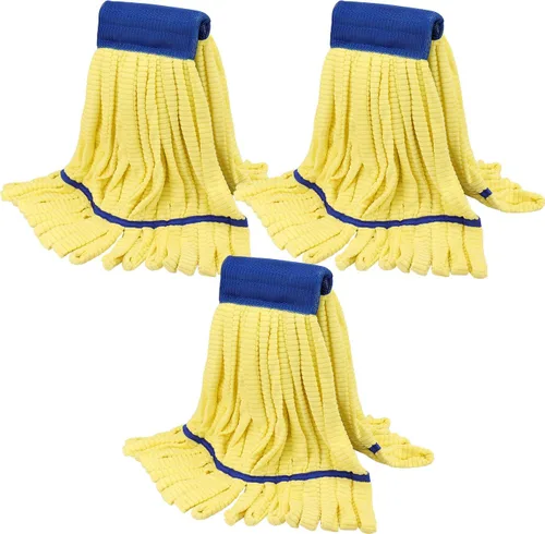 Miniatura 10 de Cabezales de trapeador de microfibra de repuesto para cabezal de fregona comercial de servicio pesado para limpieza de suelos: 3 paquetes